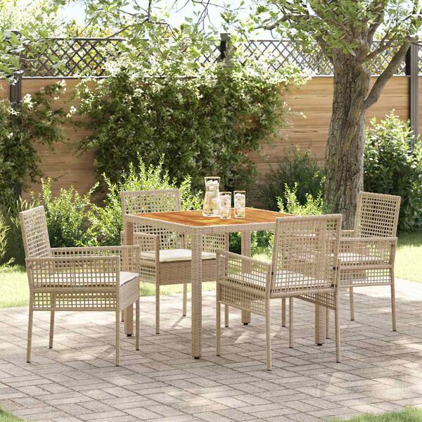 vidaXL Ensemble de salle &agrave; manger pour jardin 5 pcs Beige polyrotin