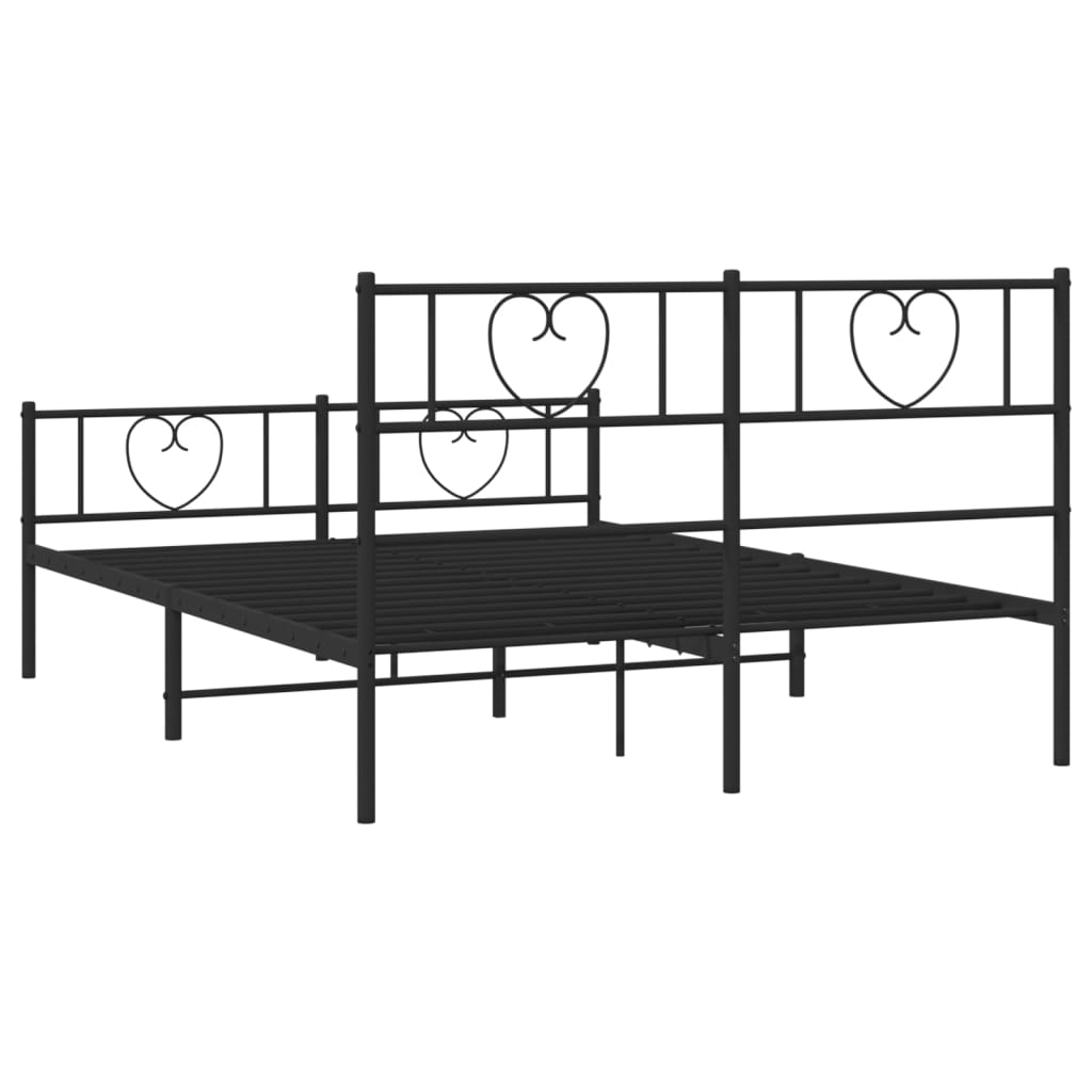 vidaXL Cadre de lit métal sans matelas avec pied de lit noir 135x190cm