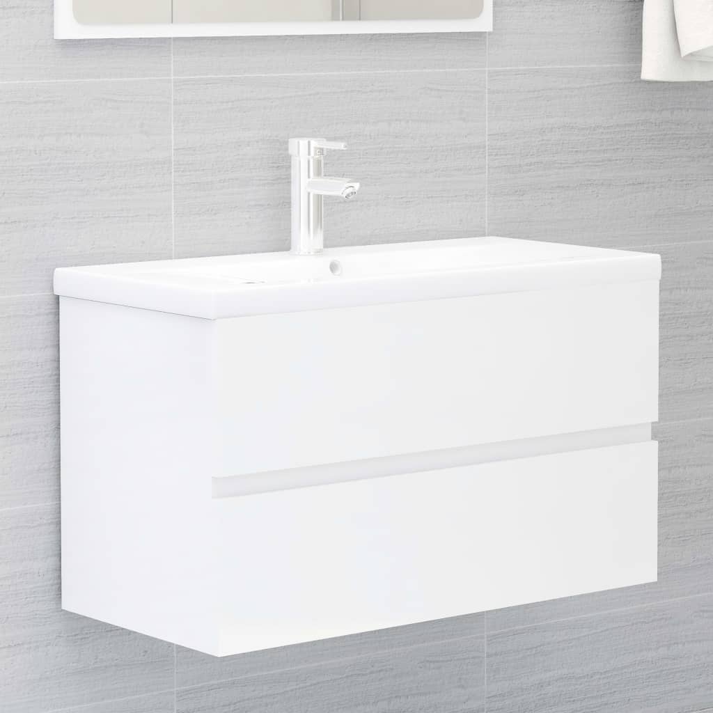 vidaXL Meubles de salle de bain blanc brillant bois d'ingénierie