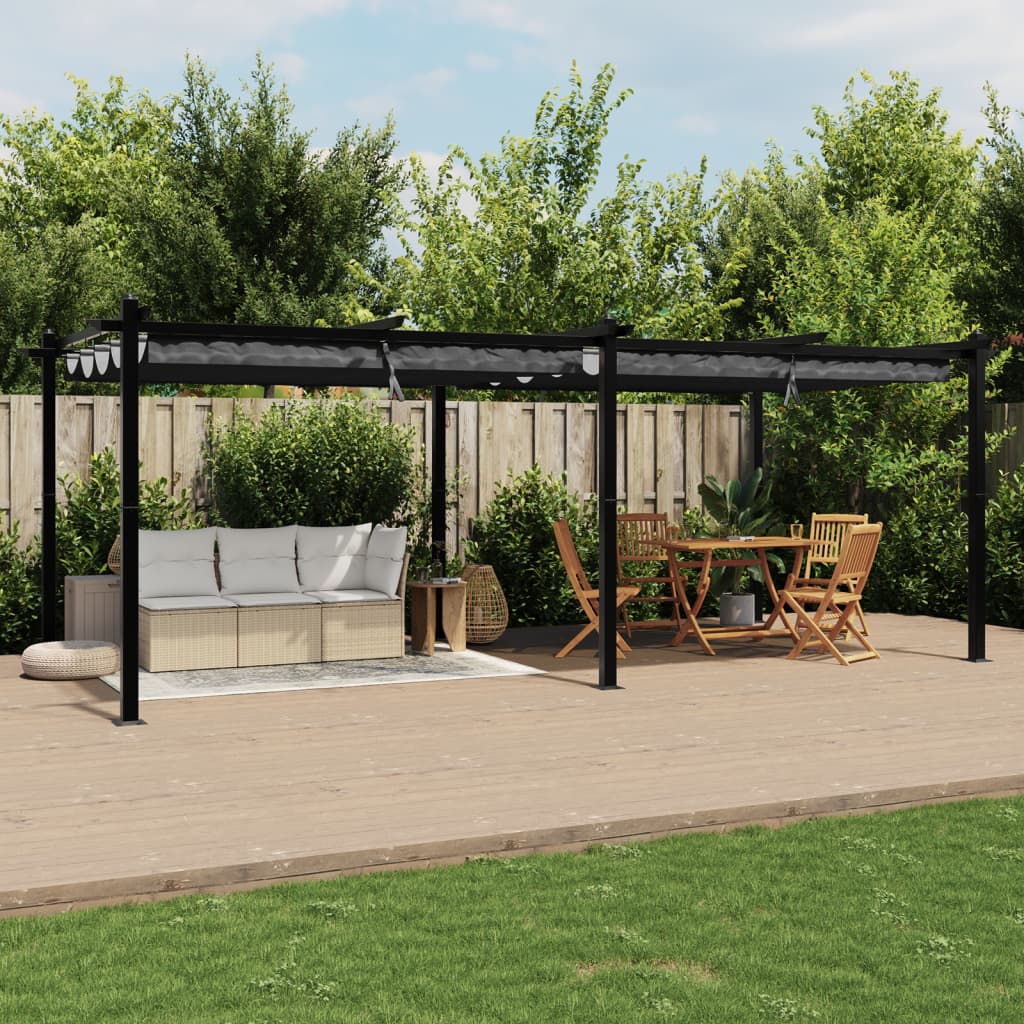 vidaXL Tonnelle avec toit rétractable anthracite 3x6 m aluminium