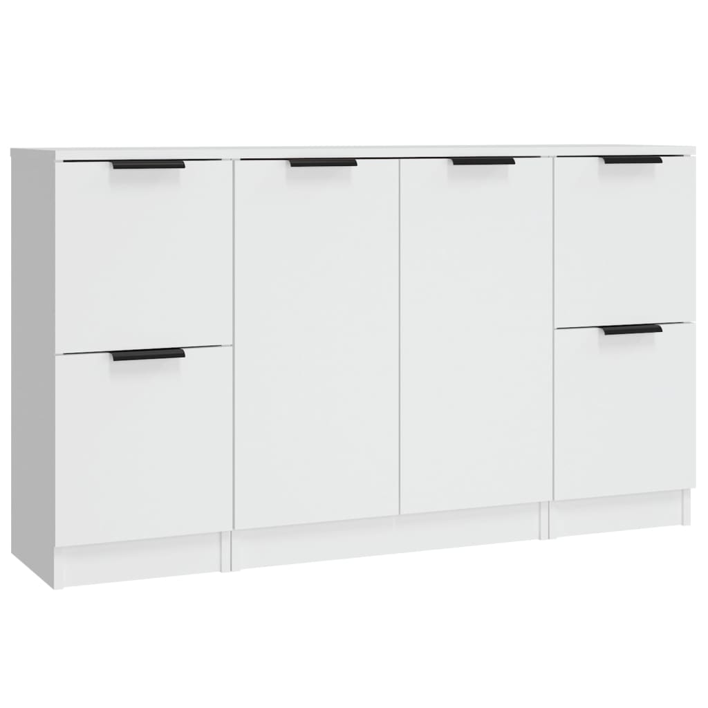 vidaXL Buffets 3 pcs Blanc Bois d'ingénierie