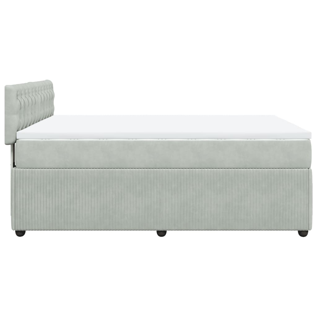 vidaXL Sommier à lattes de lit et matelas Gris clair 160x200cm Velours