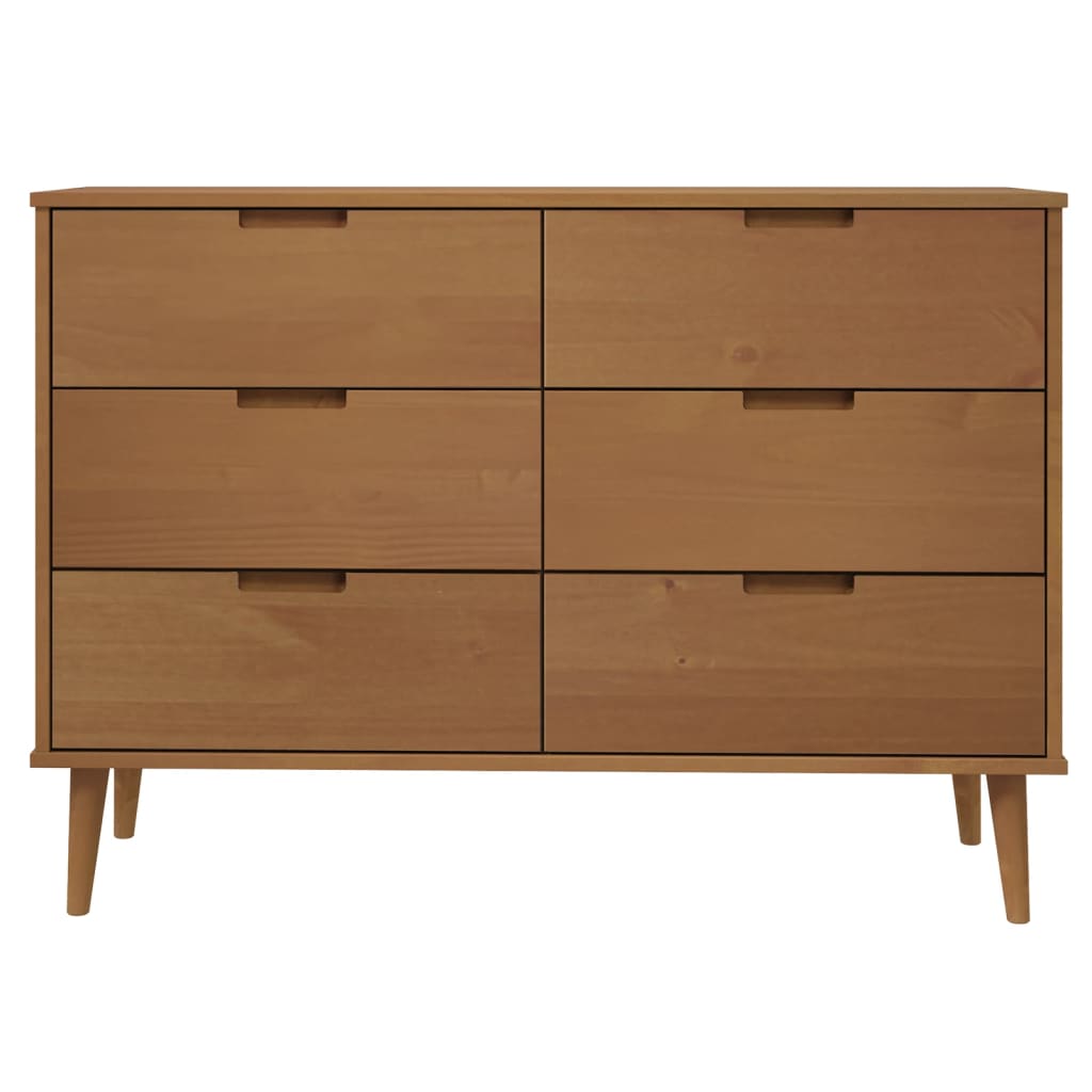 vidaXL Commode MOLDE Marron 113x40x80 cm Bois de pin massif