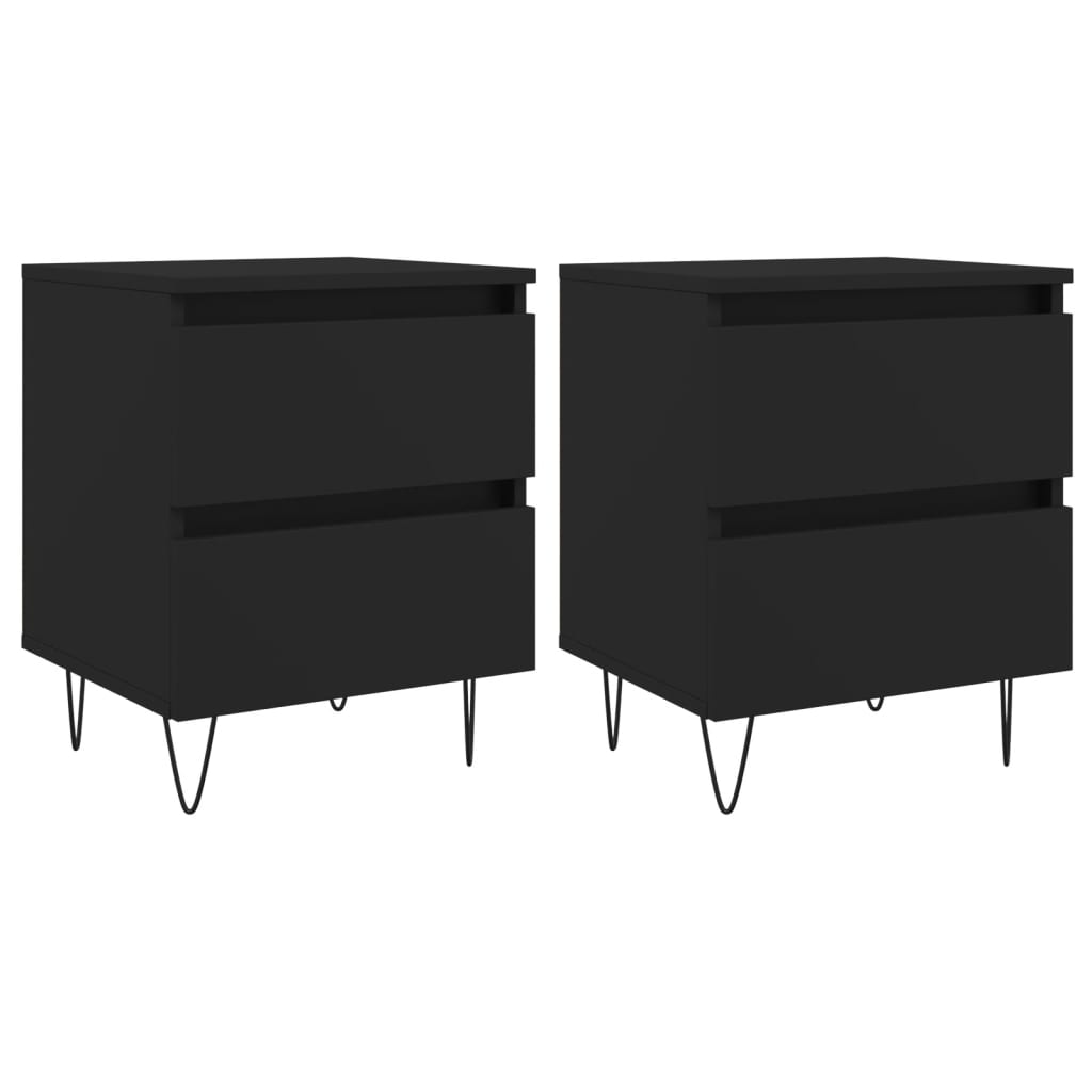 vidaXL Tables de chevet 2 pcs noir 40x35x50 cm bois d’ingénierie