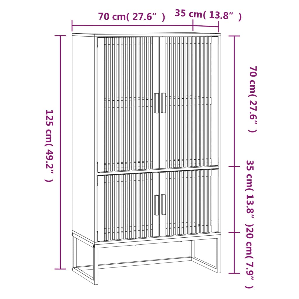 vidaXL Buffet haut noir 70x35x125 cm bois d'ingénierie