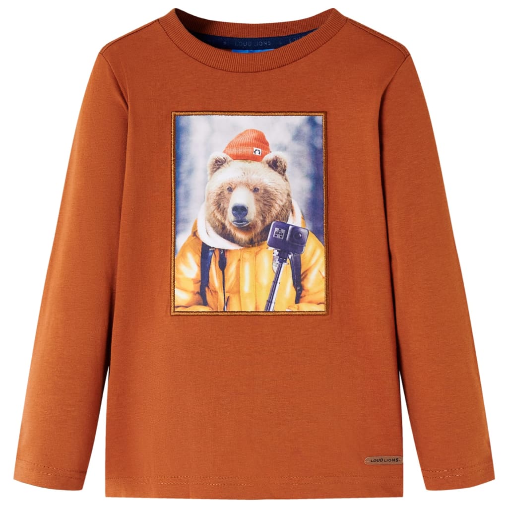 T-shirt enfants à manches longues orange brûlé 140