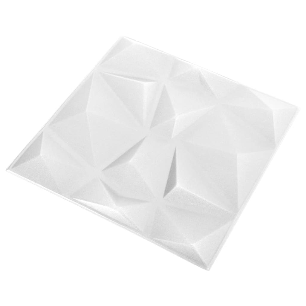 vidaXL Panneaux muraux 3D 24 pcs 50x50 cm Blanc diamant 6 m²