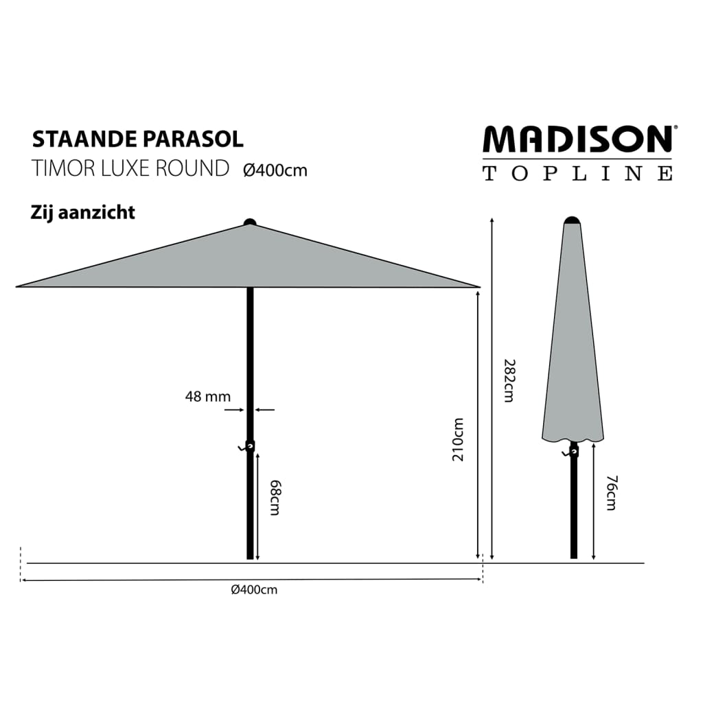 Madison Parasol Timor Luxe 400 cm Taupe PAC8P015