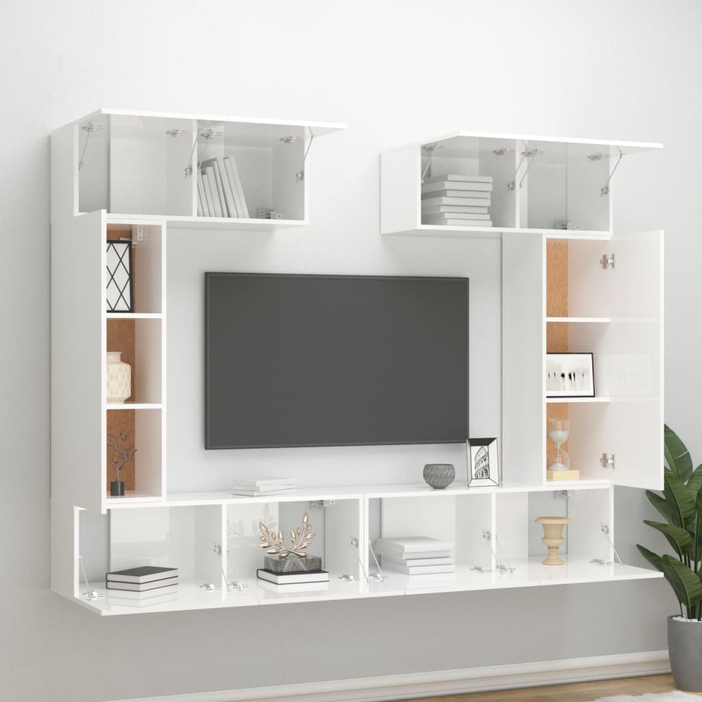 vidaXL Ensemble de meubles TV 6 pcs Blanc brillant Bois d'ingénierie