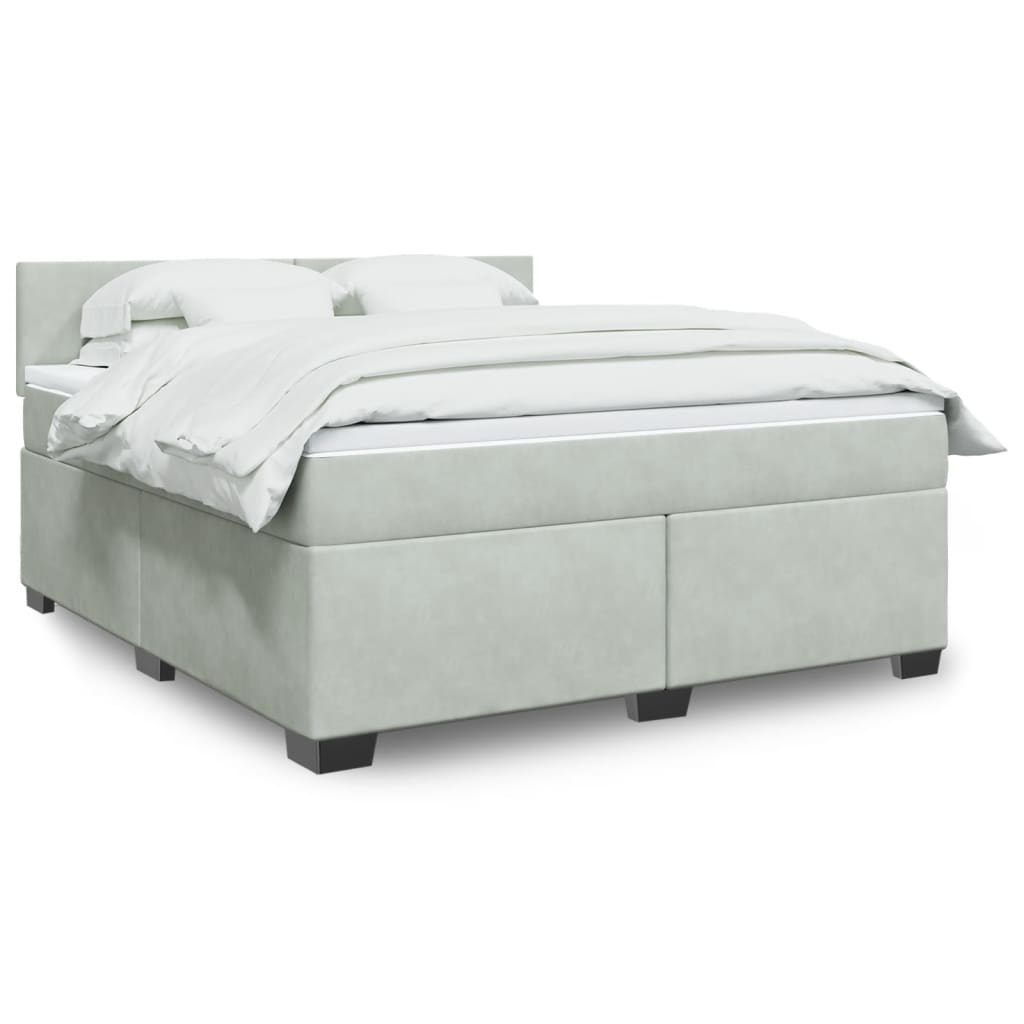 vidaXL Sommier à lattes de lit et matelas Gris clair 180x200cm Velours