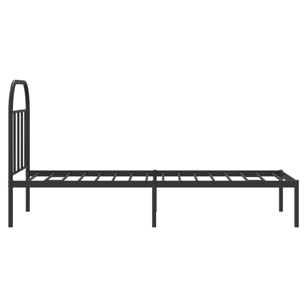 vidaXL Cadre de lit métal sans matelas avec tête de lit noir 75x190 cm