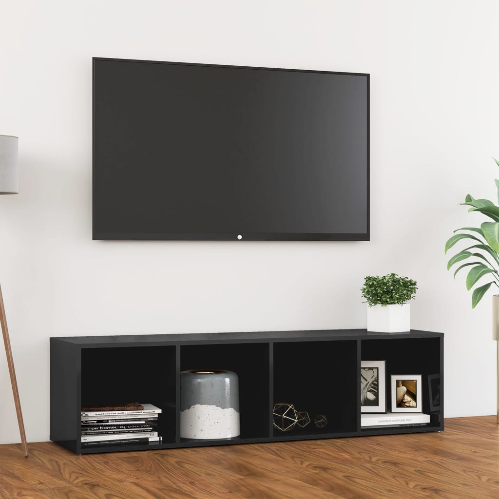 vidaXL Meuble TV gris brillant 142,5x35x36,5 cm bois d'ingénierie