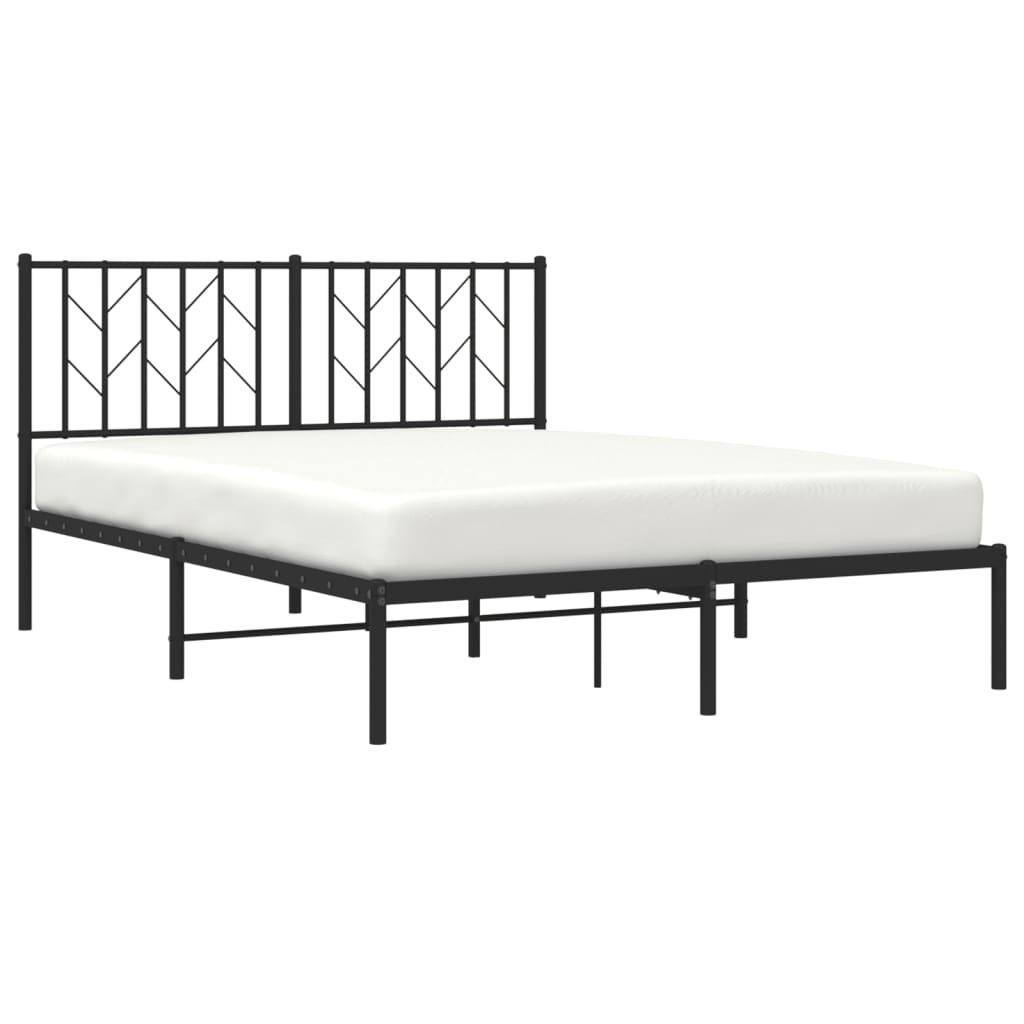 vidaXL Cadre de lit métal sans matelas avec tête de lit noir 140x200cm