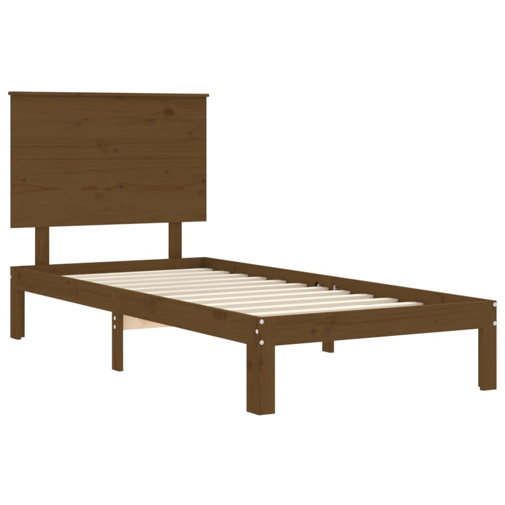 vidaXL Cadre de lit tête de lit marron miel 100x200 cm bois massif