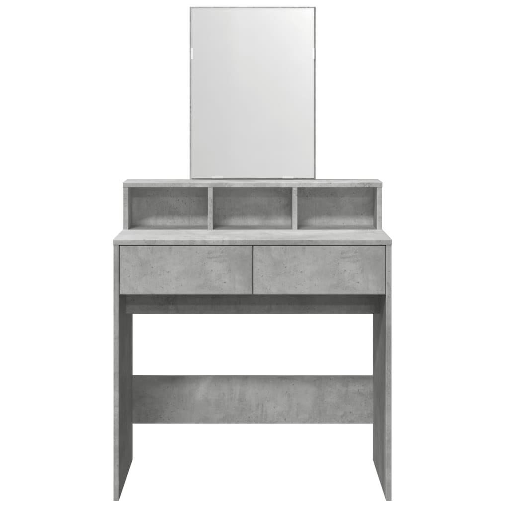 vidaXL Coiffeuse avec miroir gris béton 80x41x144,5 cm