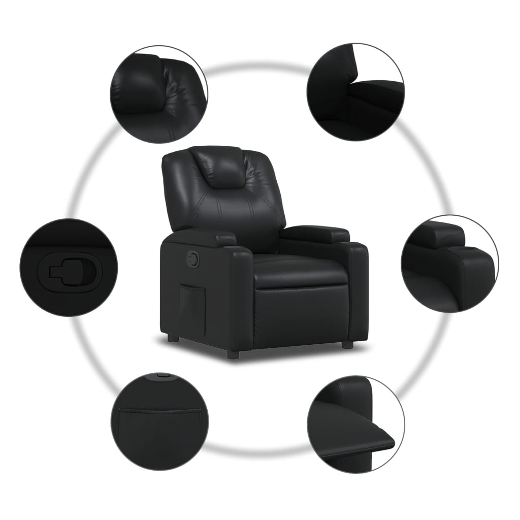 vidaXL Fauteuil inclinable Noir Similicuir