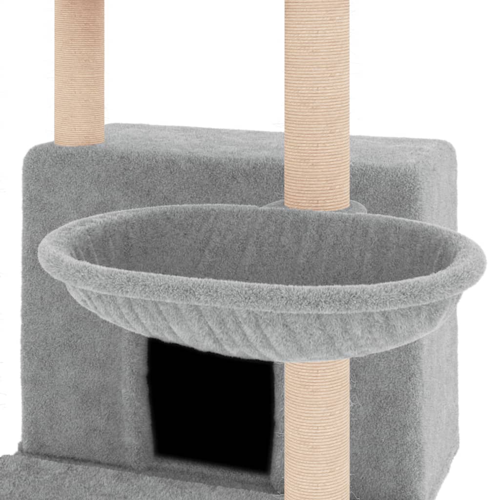 vidaXL Arbre à chat avec griffoirs en sisal gris clair 132 cm