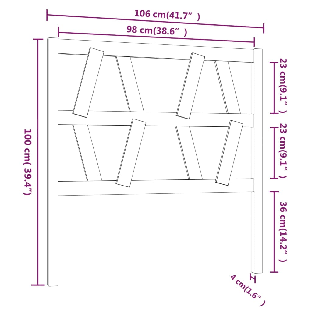 vidaXL Tête de lit Gris 106x4x100 cm Bois massif de pin