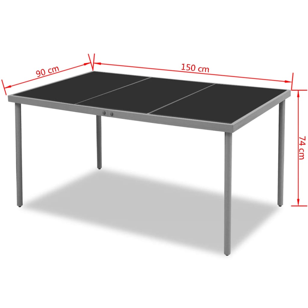 vidaXL Table de jardin 150x90x74 cm Noir Acier