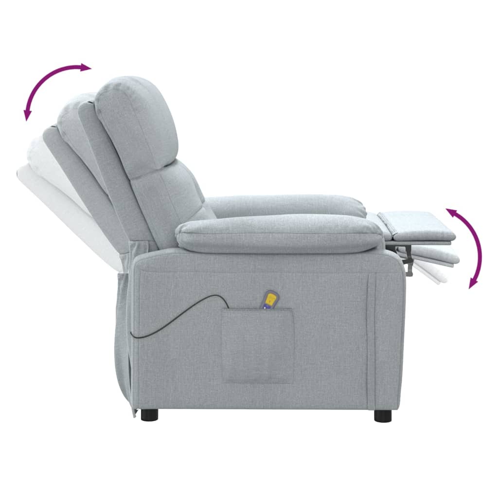 vidaXL Fauteuil de massage Gris clair Tissu