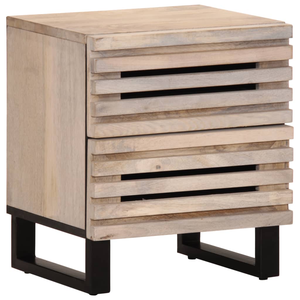 vidaXL Tables de chevet 2 pcs 40x34x46 cm bois manguier massif blanchi