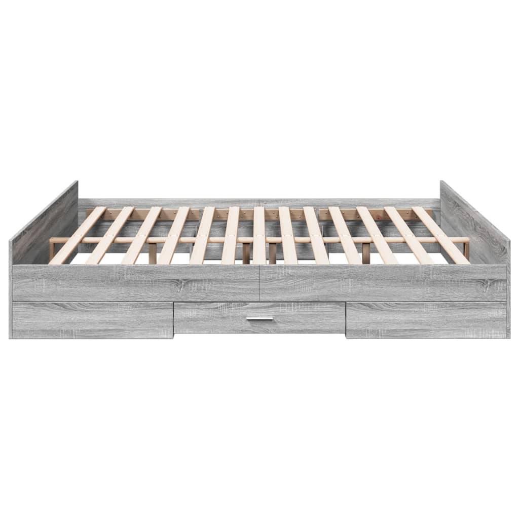 vidaXL Cadre de lit avec tiroirs sans matelas sonoma gris 200x200 cm