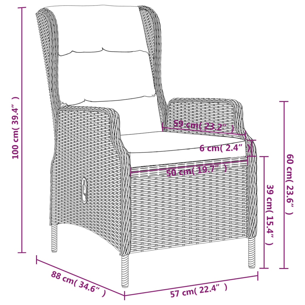 vidaXL Ensemble à manger de jardin 7 pcs Gris foncé