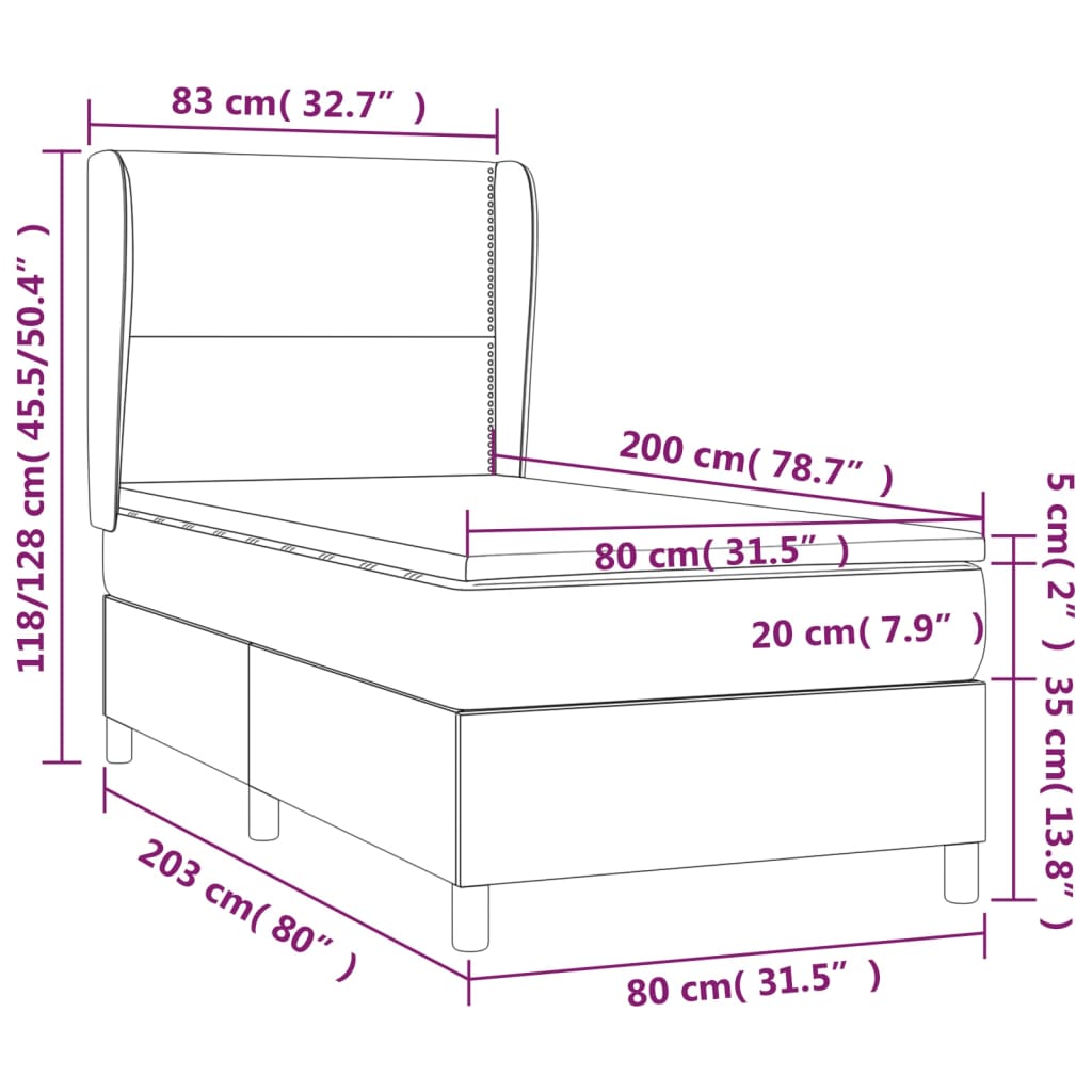 vidaXL Sommier à lattes de lit et matelas Bleu foncé 80x200 cm Velours