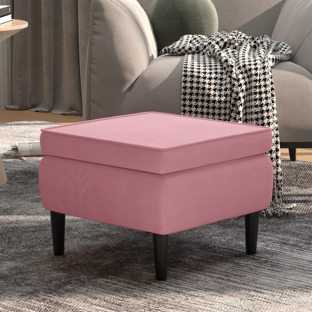 vidaXL Tabouret avec pieds en bois Rose Velours