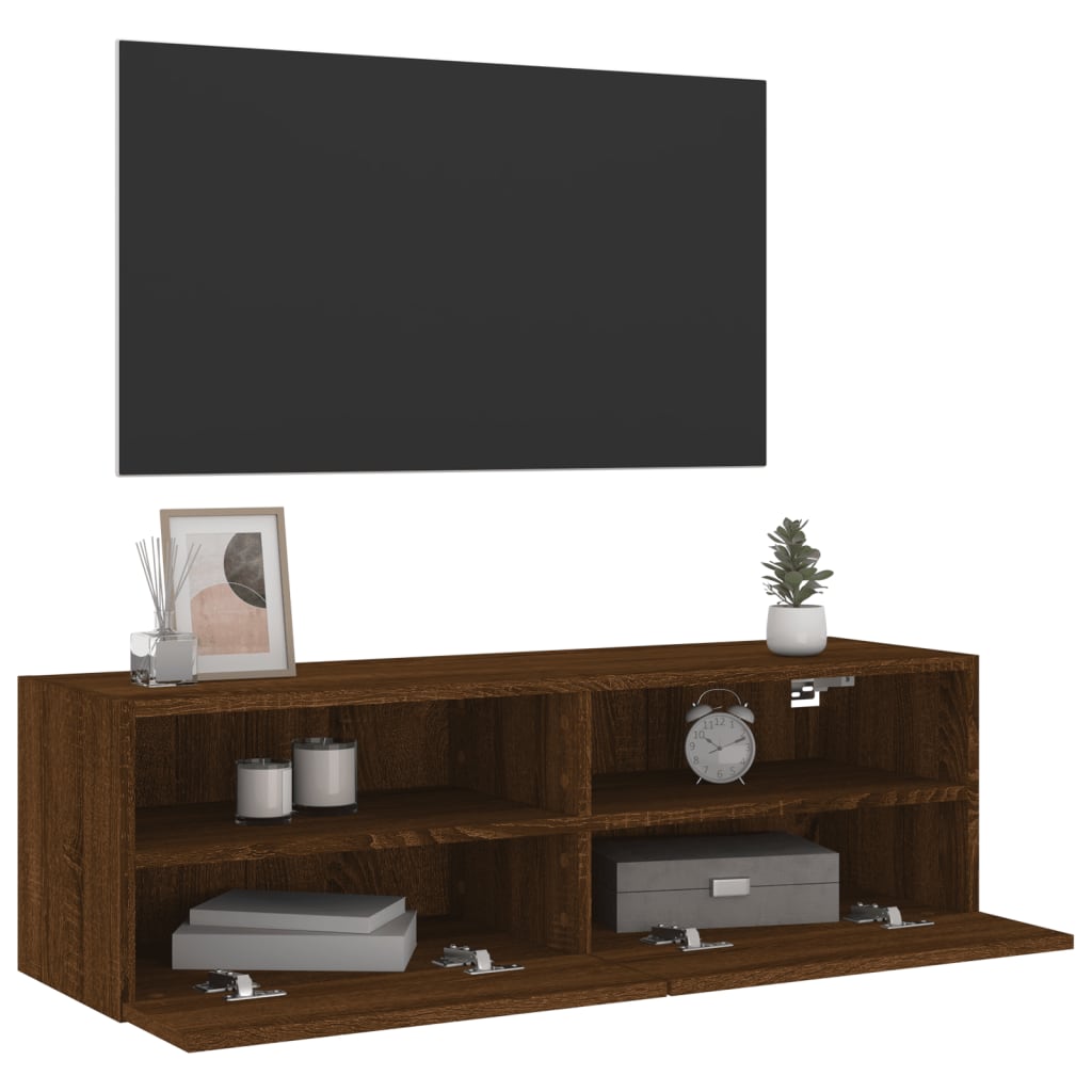 vidaXL Meuble TV mural chêne marron 100x30x30 cm bois d'ingénierie