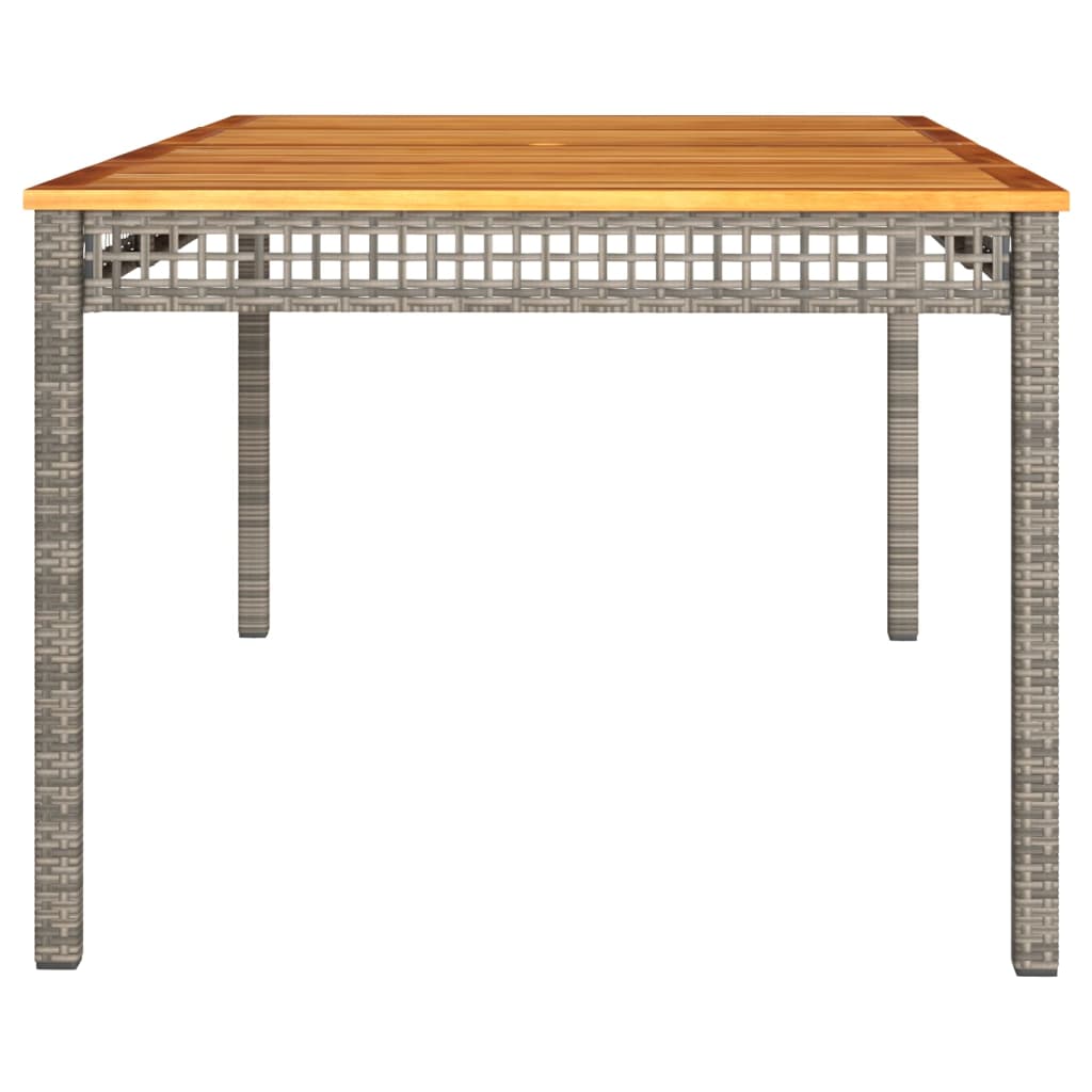 vidaXL Table de jardin gris 180x90x75 cm résine tressée et bois acacia
