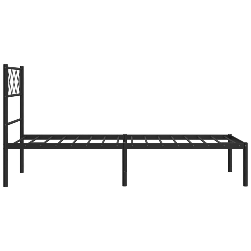 vidaXL Cadre de lit métal sans matelas avec tête de lit noir 100x190cm