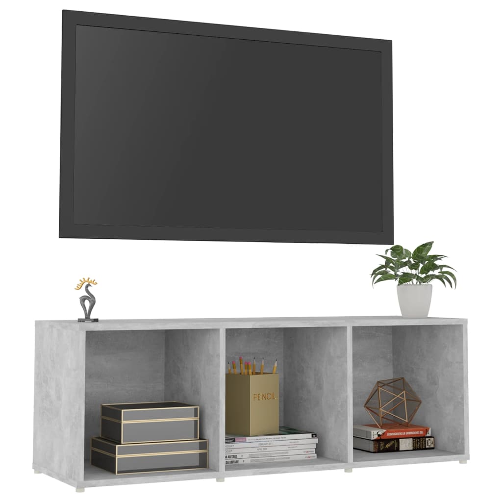 vidaXL Meuble TV gris béton 107x35x37 cm bois d’ingénierie