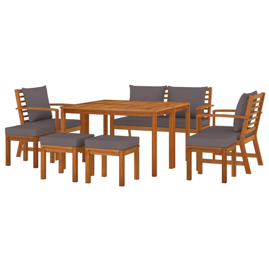 vidaXL Ensemble à manger de jardin coussins 9 pcs Bois acacia