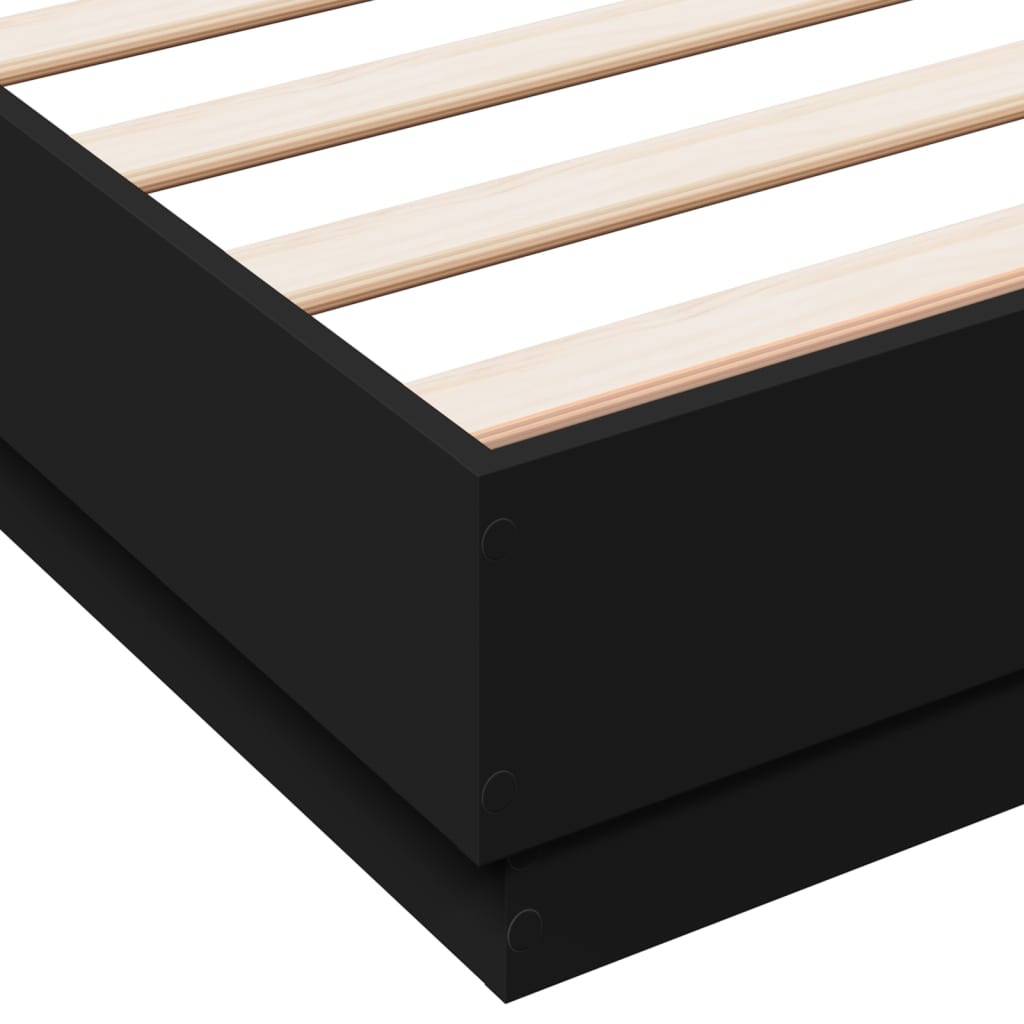 vidaXL Cadre de lit noir 150x200 cm bois d'ingénierie