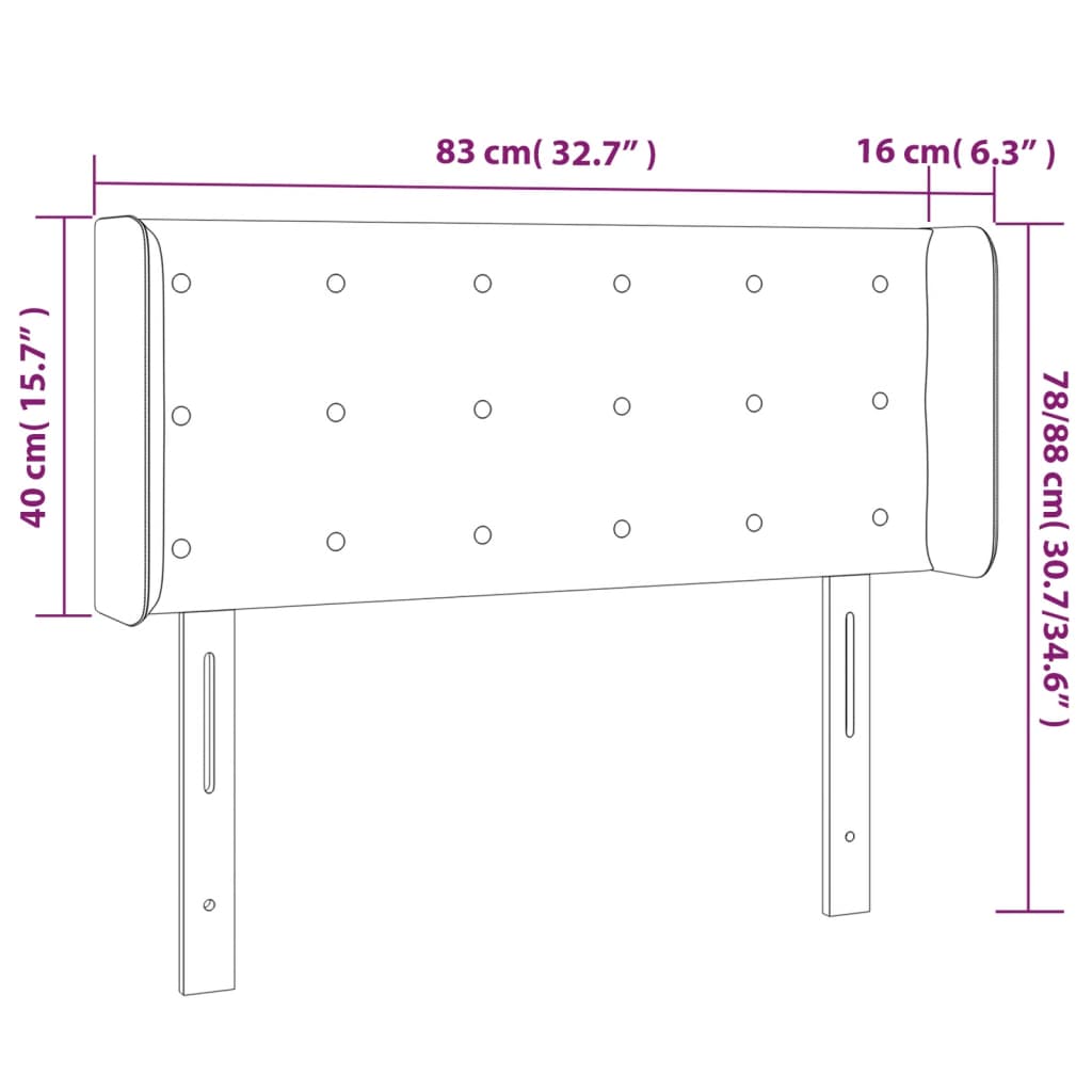 vidaXL Tête de lit à LED Gris foncé 83x16x78/88 cm Tissu