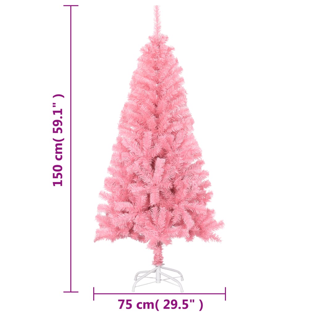 vidaXL Sapin de Noël artificiel avec support rose 150 cm PVC