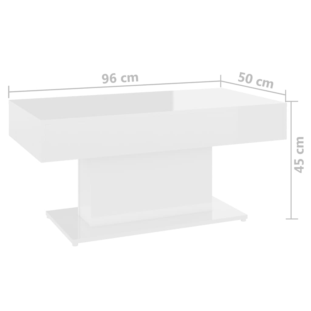 vidaXL Table basse Blanc brillant 96x50x45 cm Aggloméré