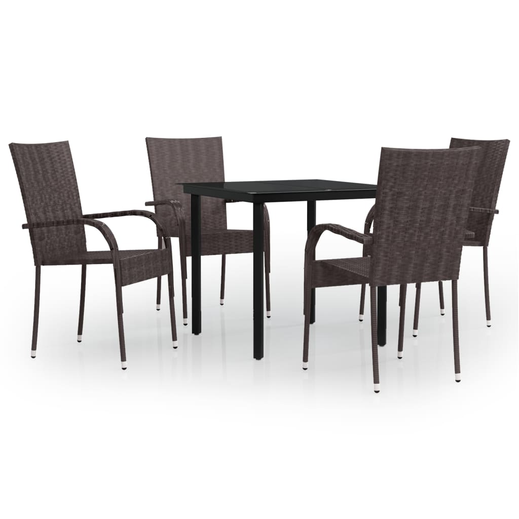 vidaXL Ensemble à manger de jardin 5 pcs Marron et noir