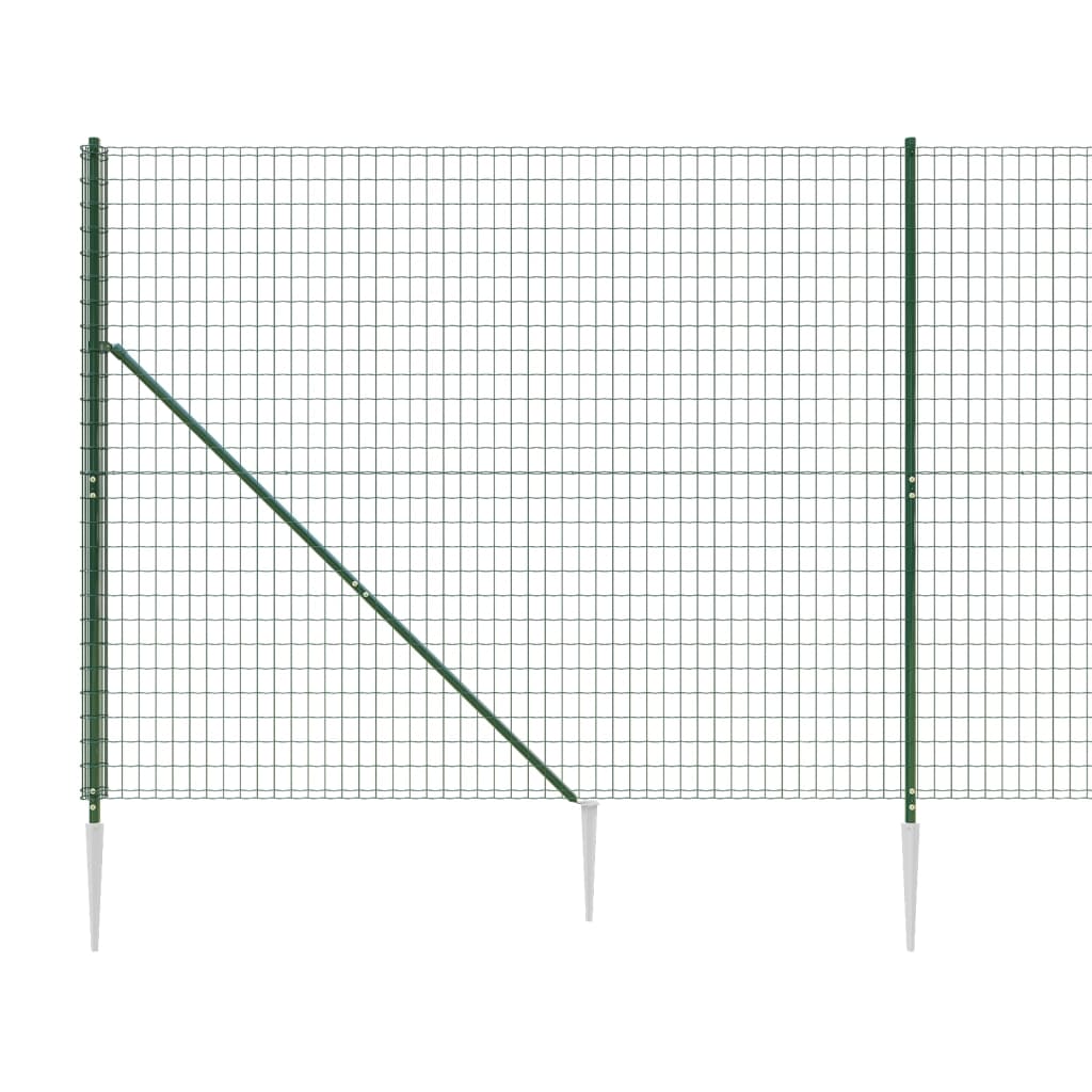 vidaXL Clôture en treillis métallique et piquet d'ancrage vert 2x10m