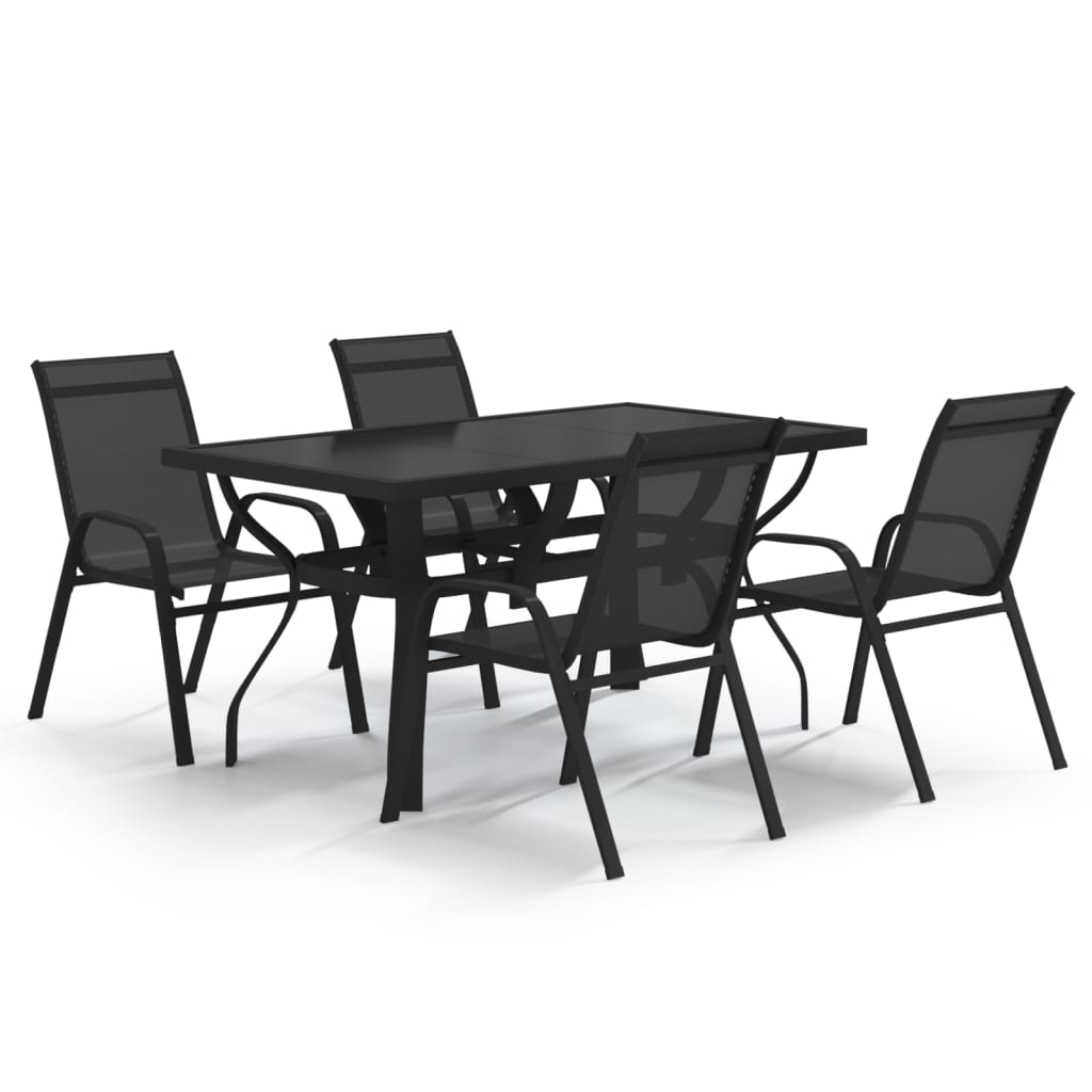 vidaXL Ensemble à manger de jardin 5 pcs Noir