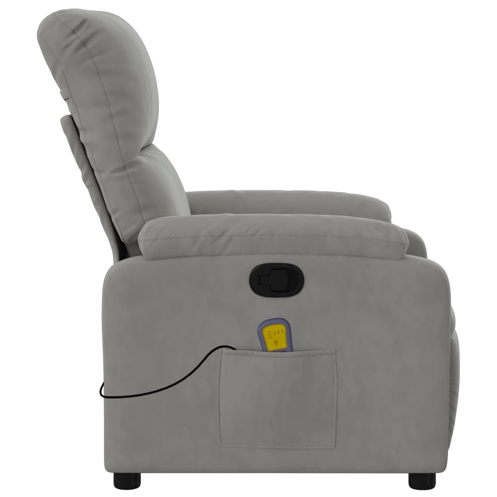 vidaXL Fauteuil inclinable de massage gris clair tissu microfibre