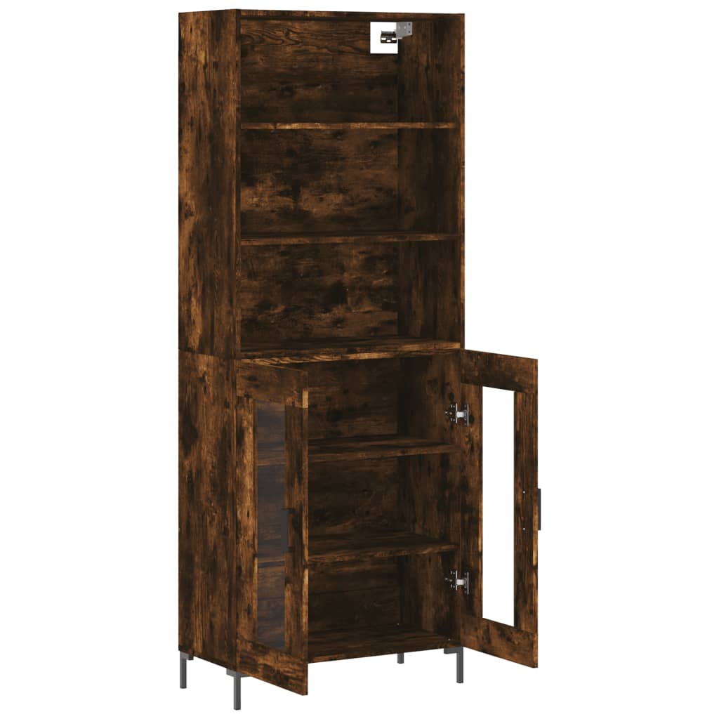 vidaXL Buffet haut Chêne fumé 69,5x34x180 cm Bois d'ingénierie