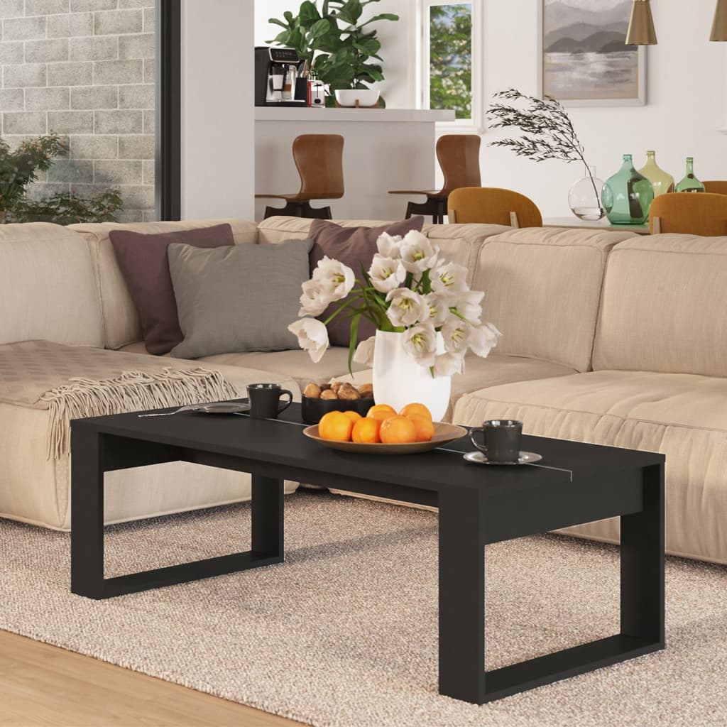 vidaXL Table basse Noir 110x50x35 cm Bois d'ingénierie