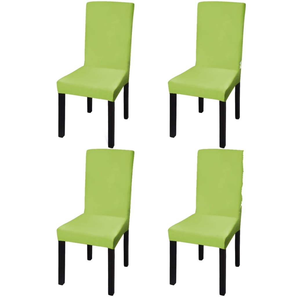vidaXL Housse de chaise droite extensible 4 pcs vert