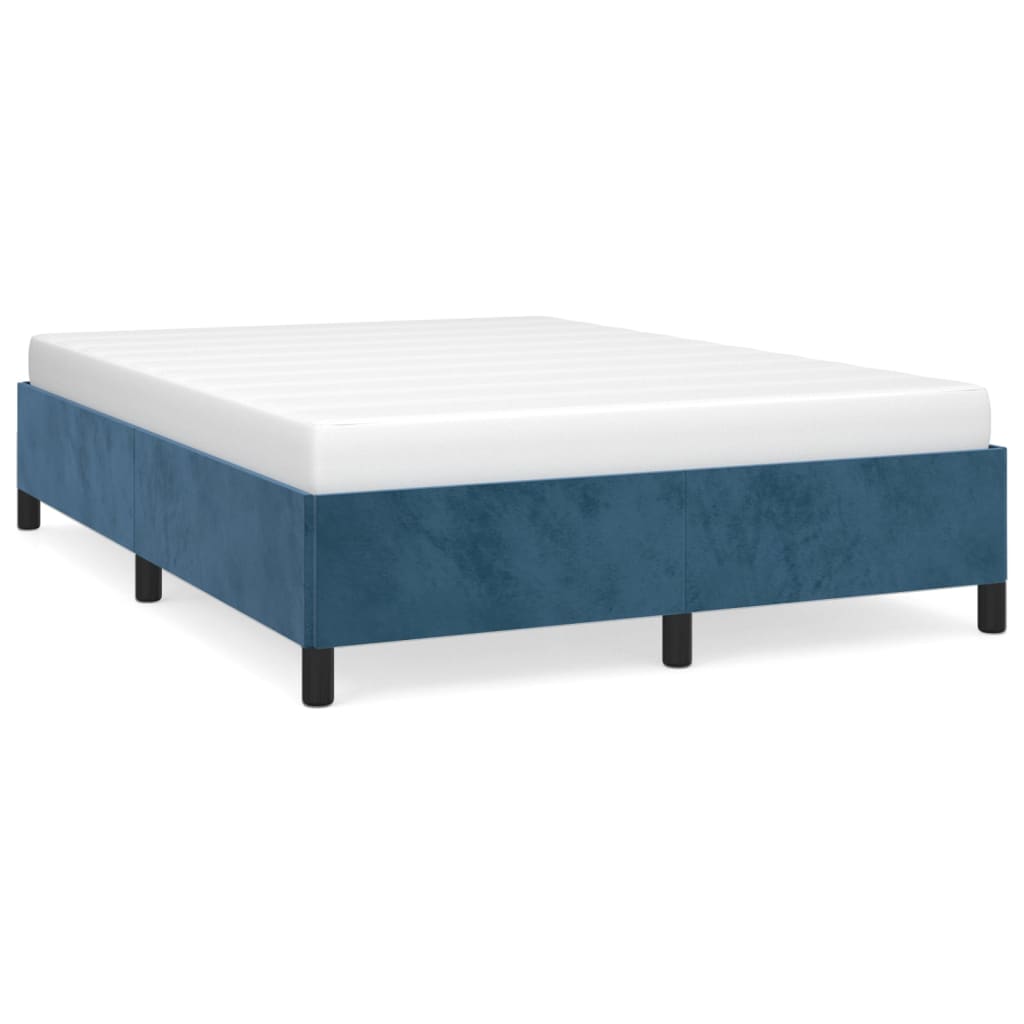 vidaXL Cadre de lit sans matelas bleu foncé 140x190 cm velours