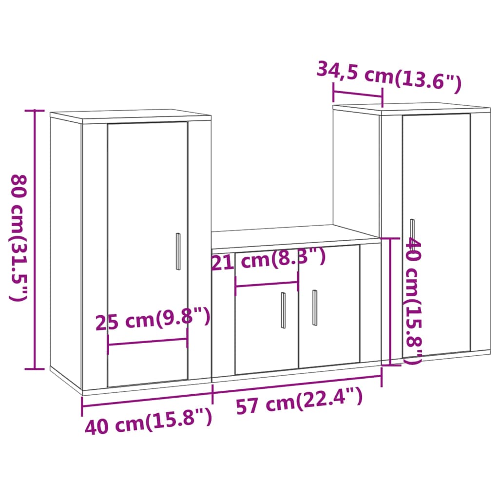 vidaXL Ensemble de meubles TV 3 pcs Blanc brillant Bois d'ingénierie