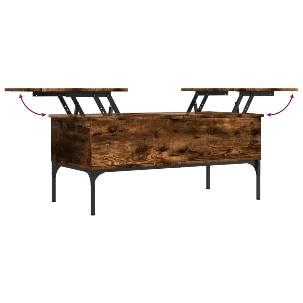 vidaXL Table basse chêne fumé 100x50x45 cm bois d'ingénierie et métal