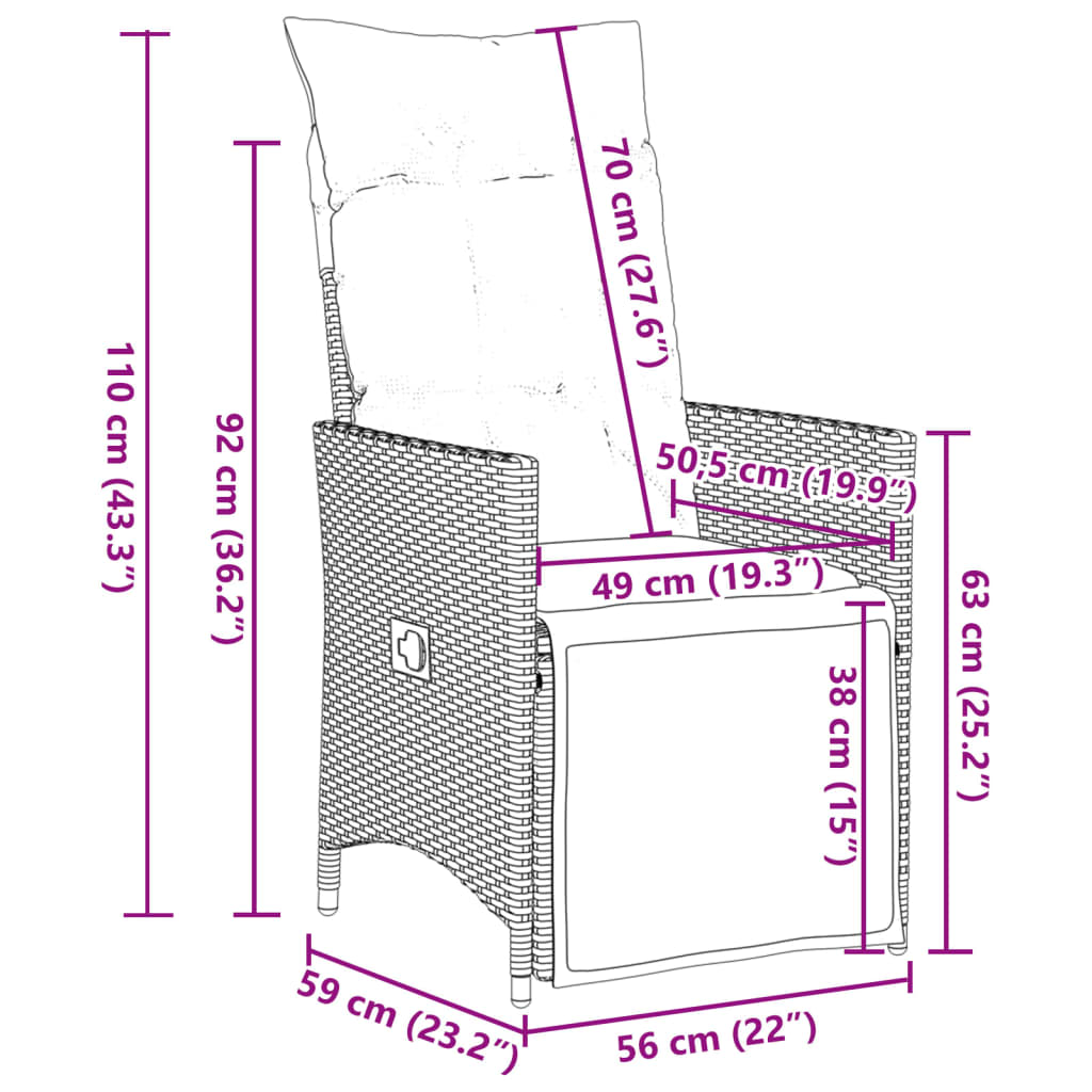 vidaXL Ensemble à manger de jardin 9pcs coussins noir résine tressée