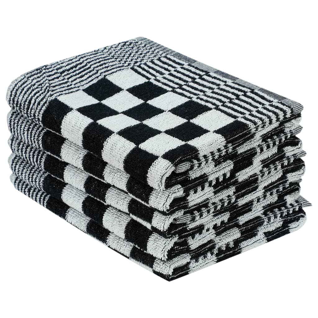 vidaXL Ensemble de serviettes 20 pcs noir et blanc coton